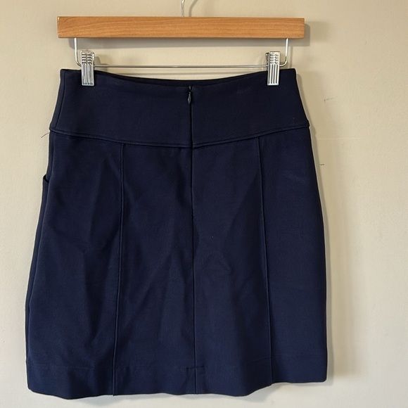 Anthropologie Maeve Piqué Mini Skirt Navy Pockets Zipper Size XSmall - Picture 5 of 10